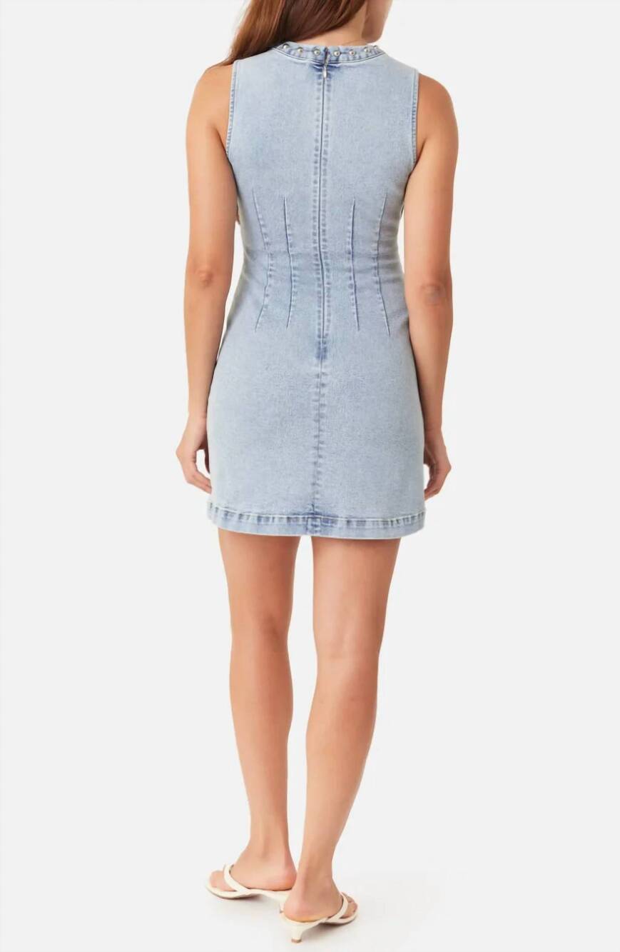 NEW HABITUAL studded seamed denim minidress in light blue - Picture 3 of 3